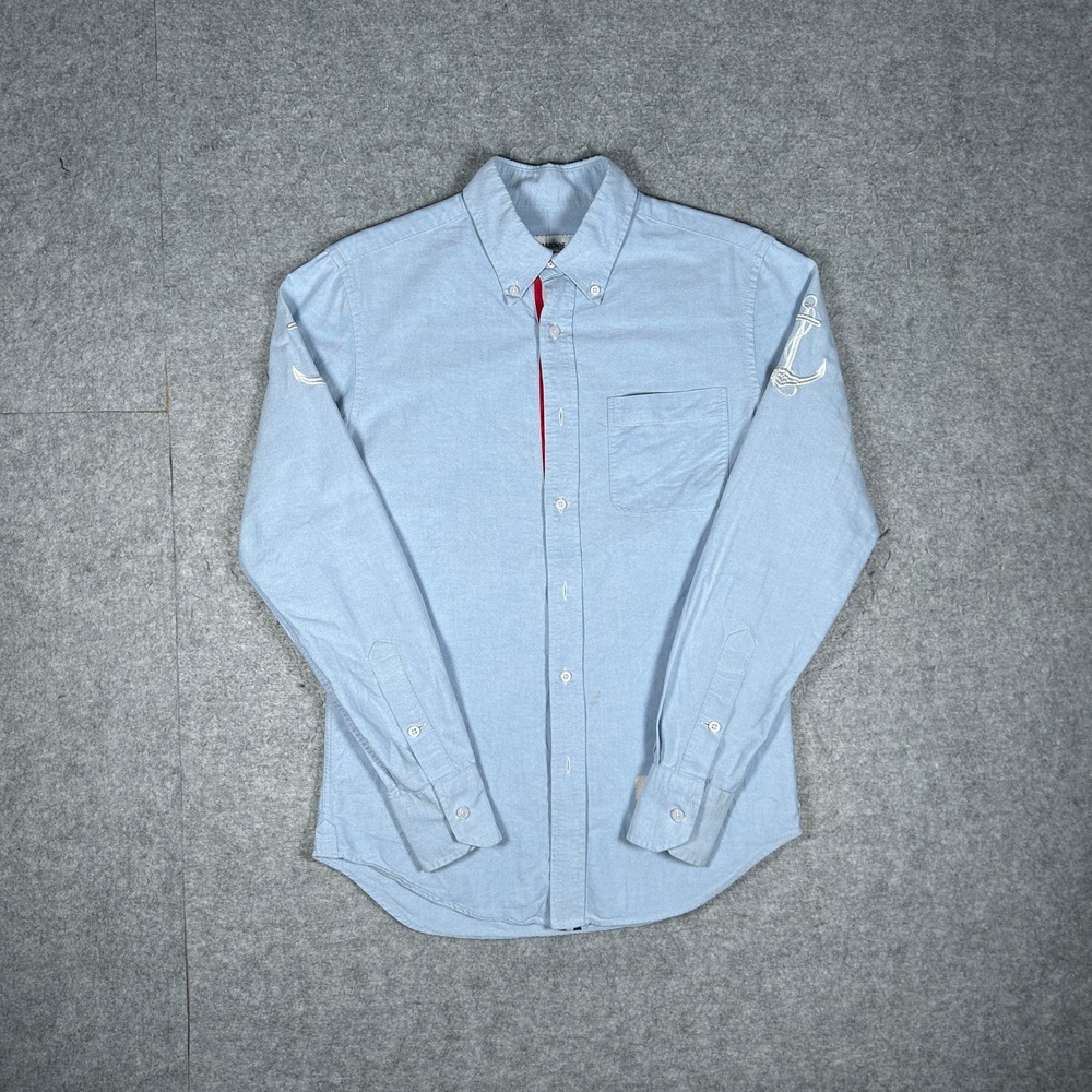 Thom Browne Shirt Mens Size 1 Blue Anchor Embroidery Button Down RARE seasonal